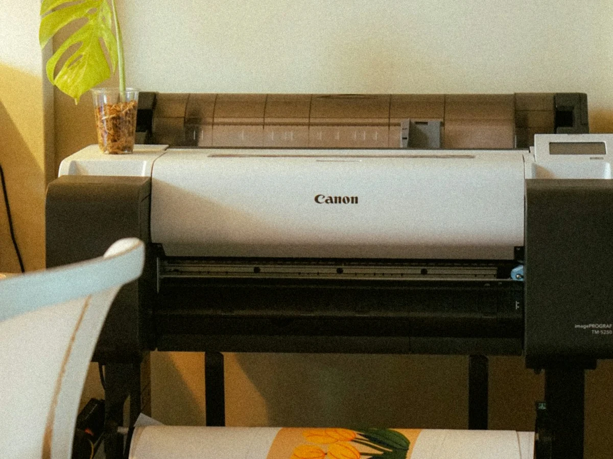Printing equipment with paper, illustrative image